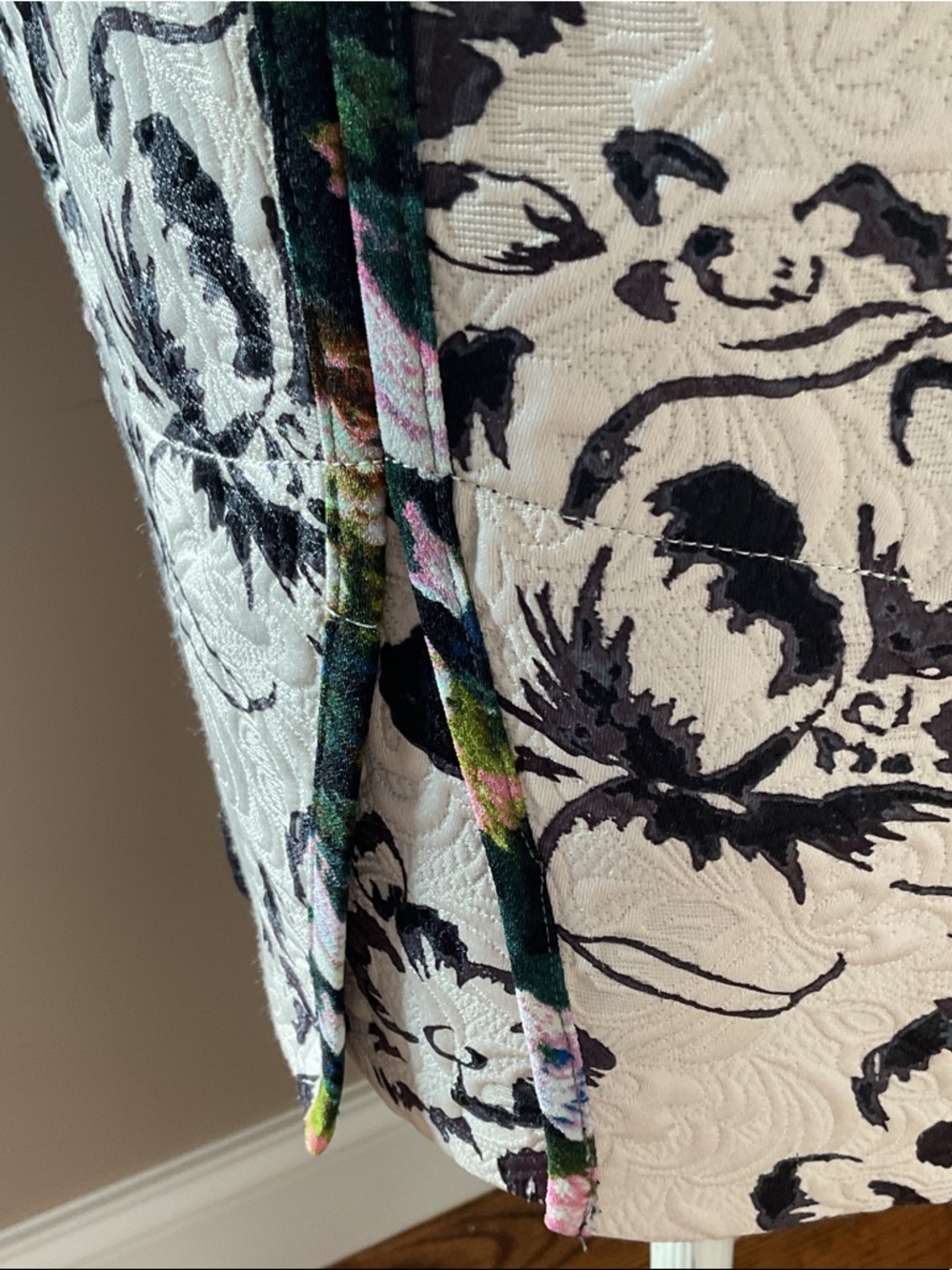 Anthro/Byron Lars Black Floral Patchwork Midi Dress with Teal & Pink Accents - Picture 8 of 13